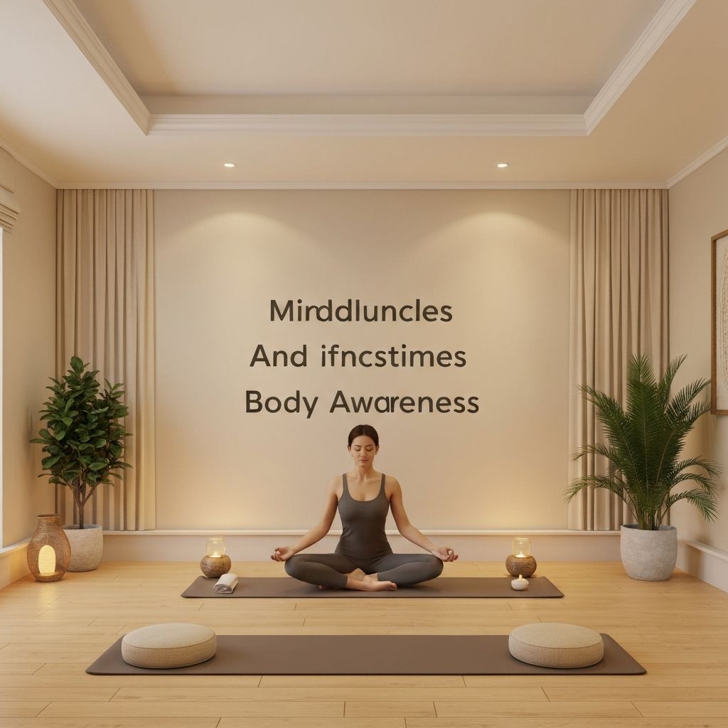 Mindful relaxation setting with peaceful natural environment and warm lighting